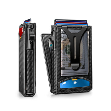 BULLIANT Men Wallet,Magnetic Metal Wallet Money Clip 9Cards Pop-up Access RFID Blocking