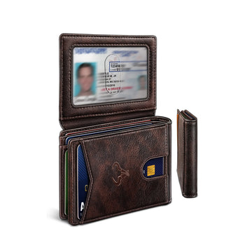 BULLIANT Men Wallet, Slim Leather Wallet Front Pocket Card Holder Gift For Men 11 Slots RFID Blocking