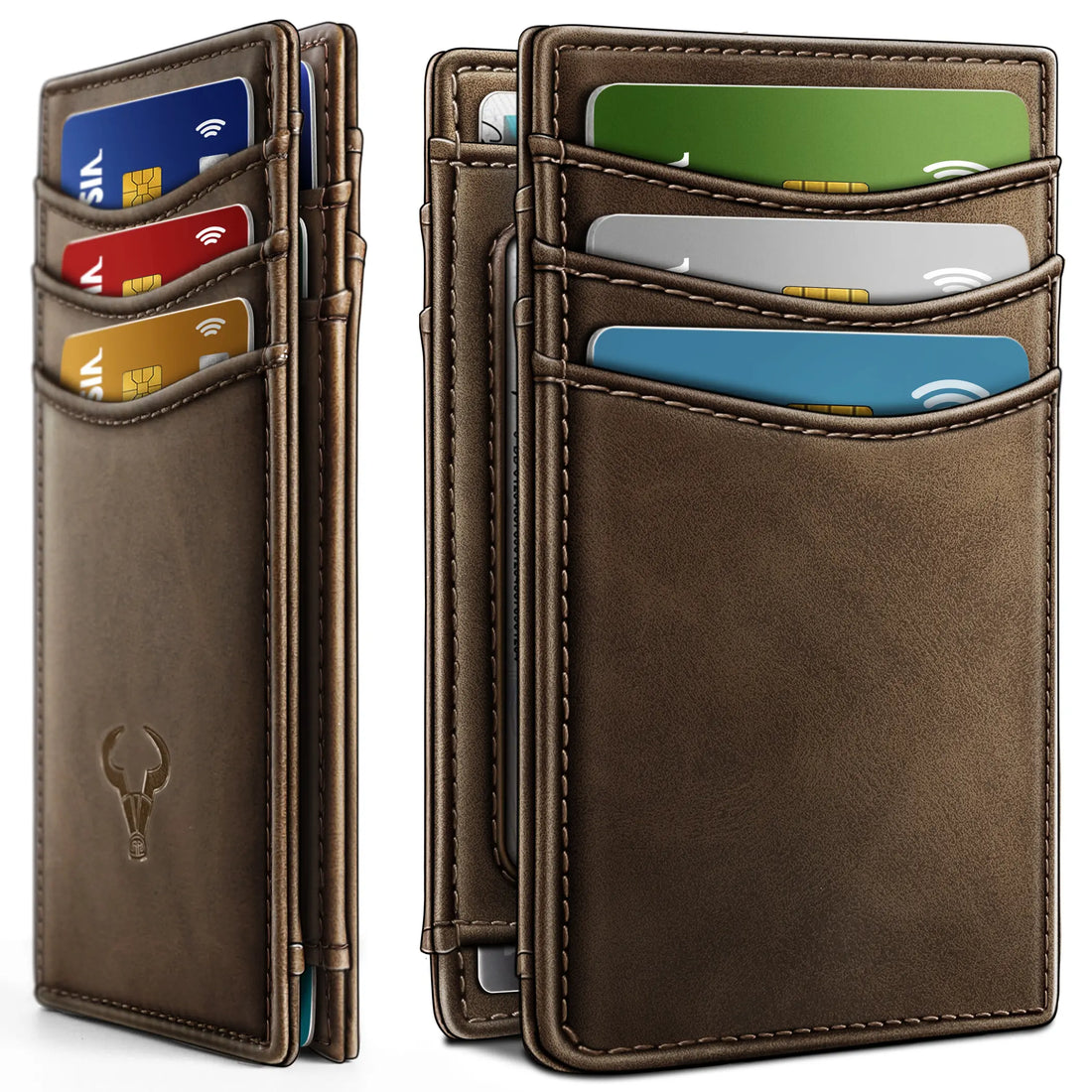 BULLIANT Slim Wallet For Men 12Cards,Magnetic Flip Build-in Money Clip Airtag Compatible-RFID Blocking